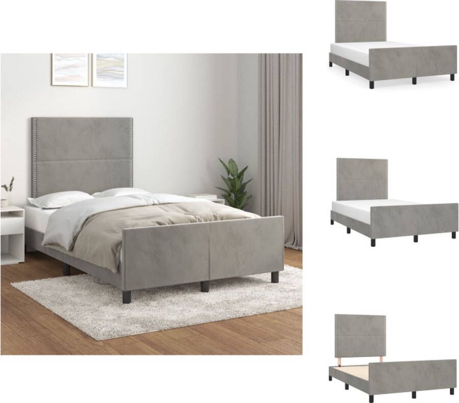 VidaXL Bedframe Luna Bedframes 203 x 126 x 118 128 cm Fluweel Lichtgrijs Bed