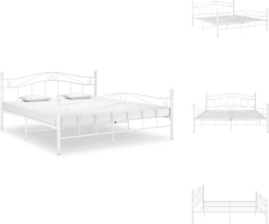 VidaXL Bedframe Luxe Tweepersoonsbed Metaal 209 x 208 x 92.5 cm Wit Bed
