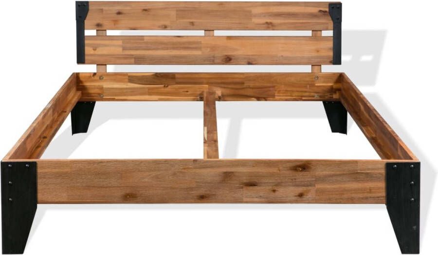 VidaXL -Bedframe-massief-acaciahout-en-staal-152x203-cm - Foto 2