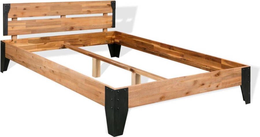 VidaXL -Bedframe-massief-acaciahout-en-staal-152x203-cm