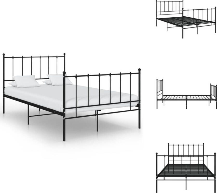 VidaXL Bedframe Massief gepoedercoat metaal 206 x 125 x 99 cm Geschikt voor 120 x 200 cm matras Zwart Bed