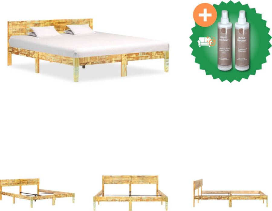 VidaXL Bedframe massief gerecycled hout 180x200 cm Bed Inclusief Onderhoudsset