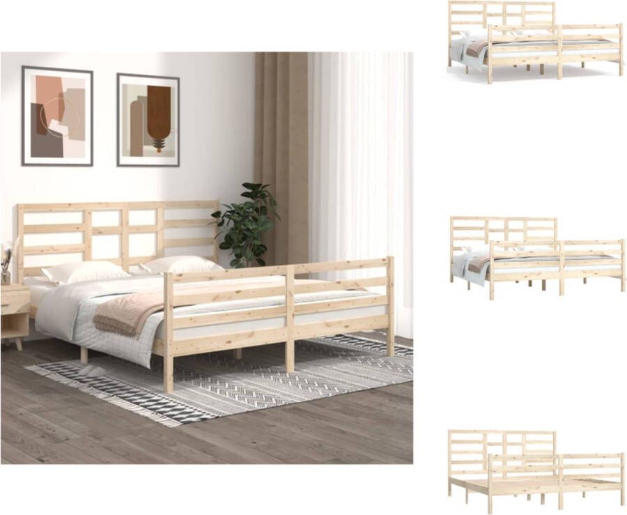 VidaXL Bedframe Massief Grenen 180 x 200 cm Stabiel en Decoratief Bed