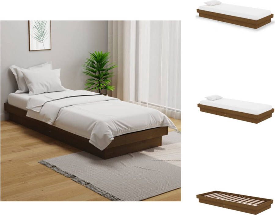 VidaXL Bedframe Bedframes Eenpersoonsbed Bed Bedframe massief hout honingbruin 75x190 cm - Foto 2