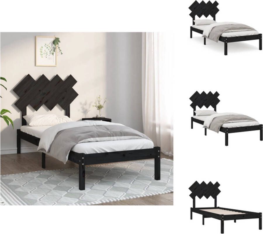 VidaXL Bedframe Massief Grenen 90x200 cm Zwart Bed