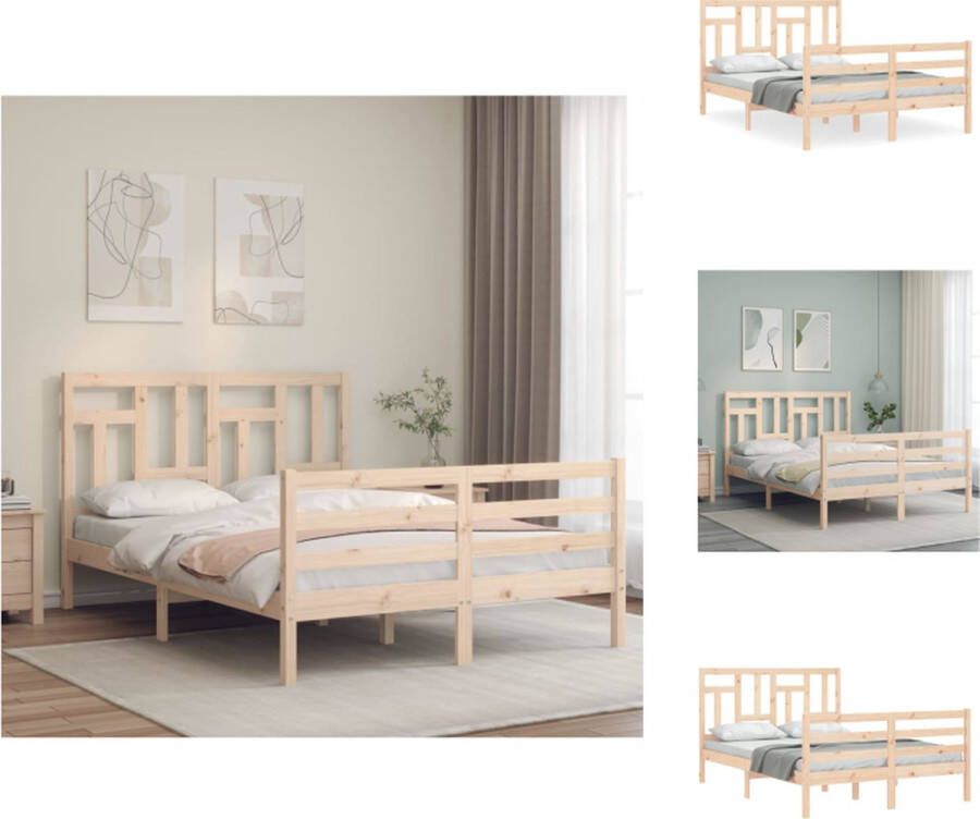 vidaXL Bedframe Massief Grenen Houten Bed 195.5x125.5x100cm Multiplex Lattenbodem Bed