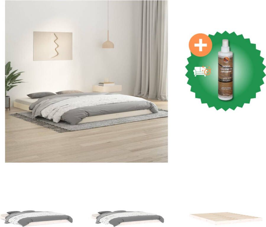 VidaXL Houten Bedframe Praktisch en Decoratief 205.5 x 156 x 100 cm Massief Grenenhout Bed Inclusief Houtreiniger en verfrisser