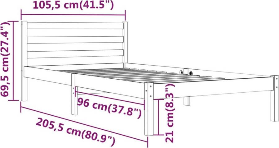 VidaXL -Bedframe-massief-grenenhout-100x200-cm