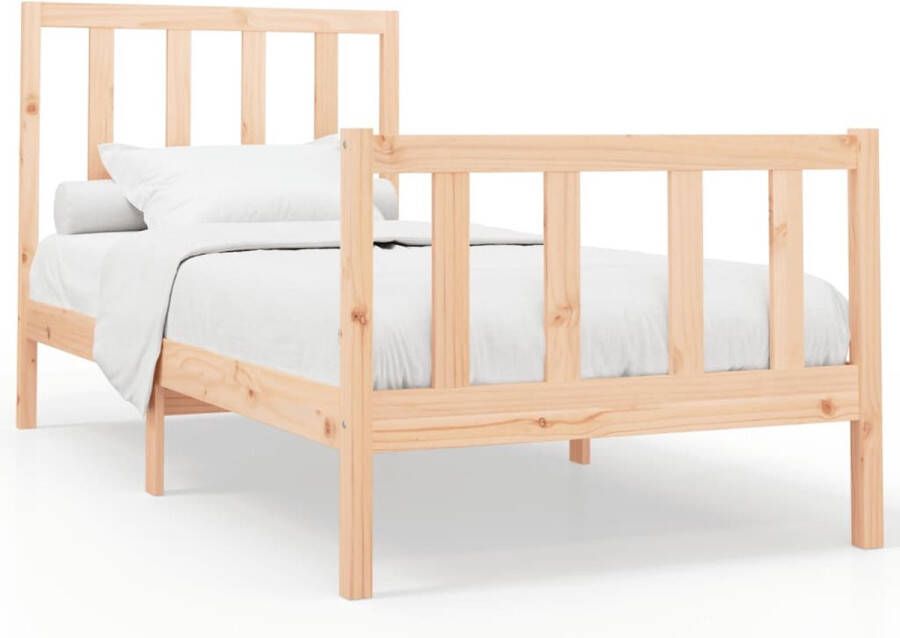 VidaXL Bedframe Massief Grenenhout 90x200 cm Houten Bedframe Massief Grenenhout Bedframe 90x200 Tweepersoon Bed Modern Bed Design Bed Comfortabele Hoofdeinde - Foto 2