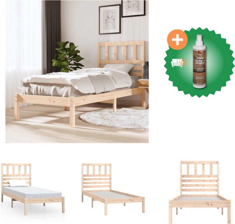 vidaXL Bedframe massief grenenhout 100x200 cm Bed Inclusief Houtreiniger en verfrisser