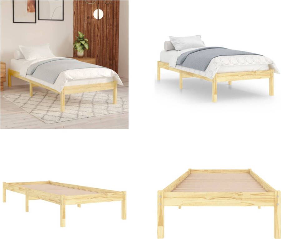 vidaXL Bedframe massief grenenhout 100x200 cm Bedframe Bed Frame Bed Frames