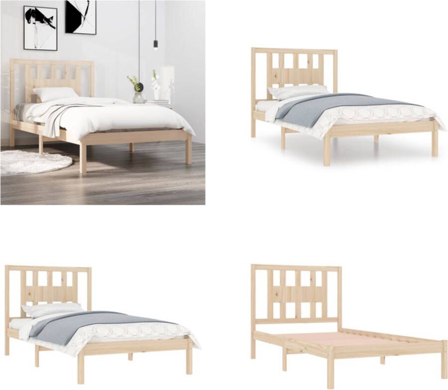 VidaXL Bedframe massief grenenhout 100x200 cm Bedframe Bedframes Eenpersoonsbed Bed