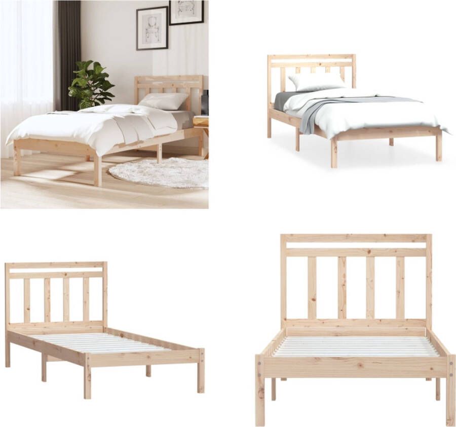 VidaXL Bedframe massief grenenhout 100x200 cm Bedframe Bedframes Eenpersoonsbed Bed