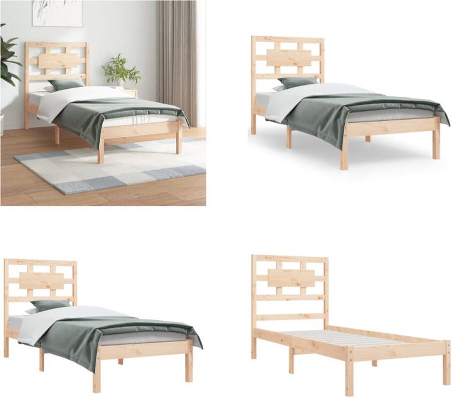 VidaXL Bedframe massief grenenhout 100x200 cm Bedframe Bedframes Eenpersoonsbed Bed