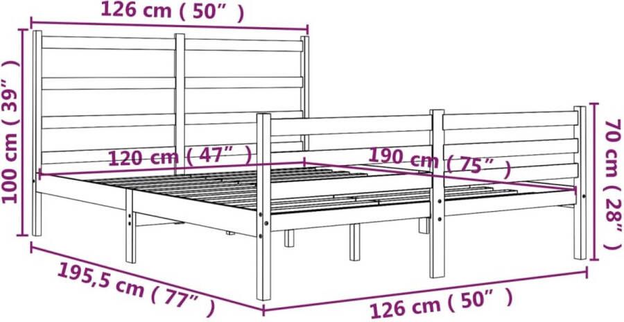 VidaXL -Bedframe-massief-grenenhout-120x190-cm-4FT-Small-Double - Foto 2