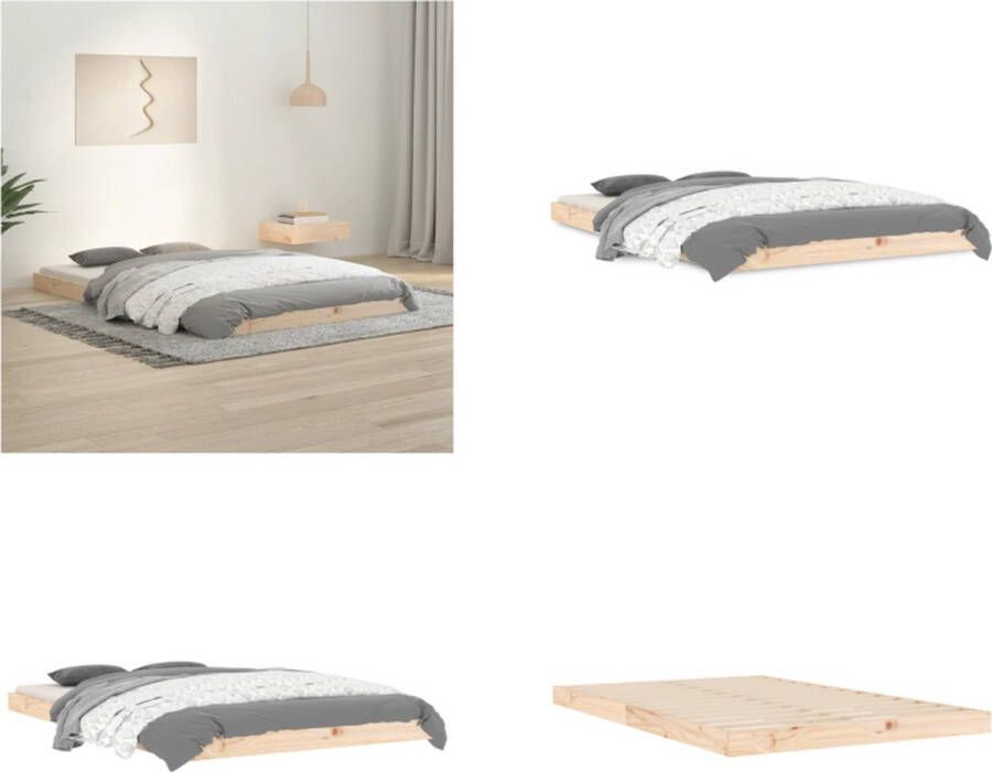 VidaXL Bedframe massief grenenhout 120x190 cm 4FT Small Double Bedframe Bedframes Ledikant Ledikanten - Foto 2