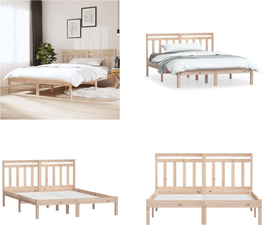 VidaXL Bedframe massief grenenhout 120x190 cm 4FT small double Bedframe Bedframes Tweepersoonsbed Bed - Foto 2