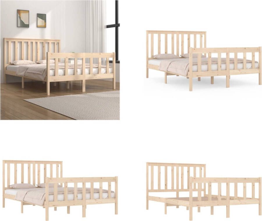 VidaXL Bedframe massief grenenhout 120x190 cm 4FT Small Double Bedframe Bedframes Tweepersoonsbed Bed - Foto 3