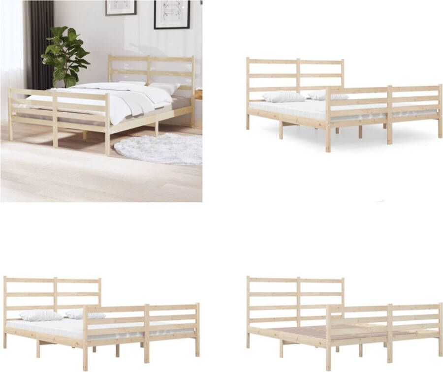 VidaXL Bedframe massief grenenhout 120x190 cm 4FT Small Double Bedframe Bedframes Tweepersoonsbed Bed - Foto 4