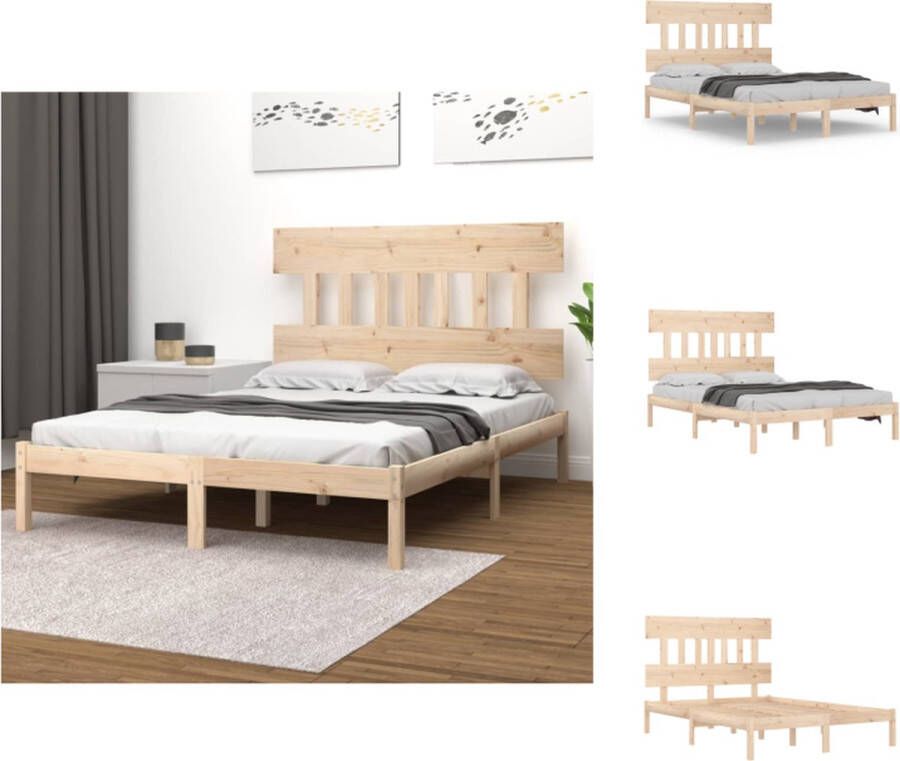 vidaXL Bedframe Massief grenenhout 135 x 190 cm Tijdloos ontwerp Bed