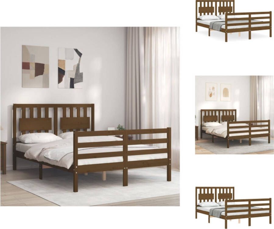 VidaXL Bedframe Massief grenenhout 140 x 200 cm Honingbruin Bed - Foto 2