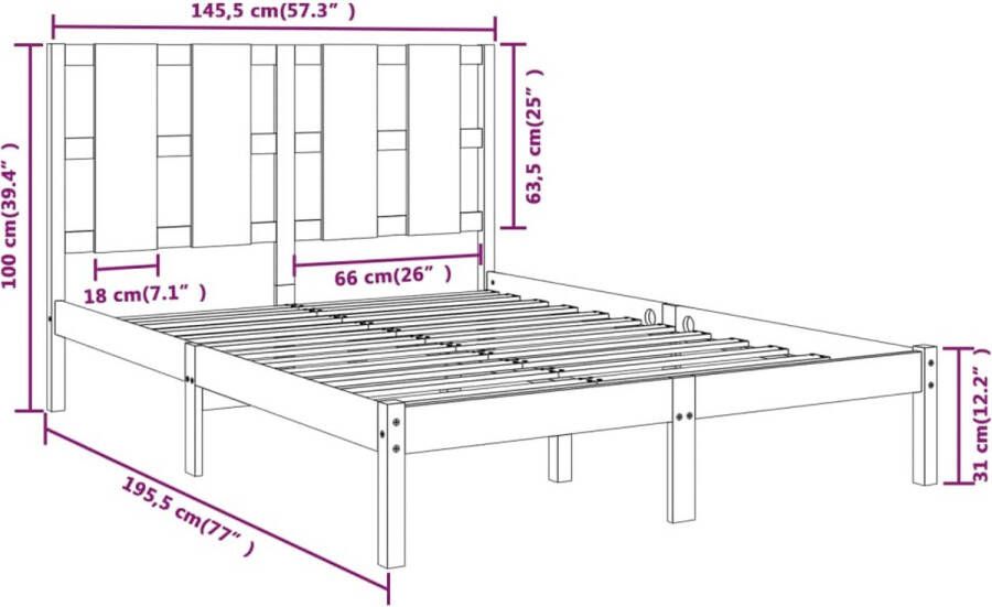 VIDAXL Bedframe zonder matras massief grenenhout 140x190 cm - Foto 2