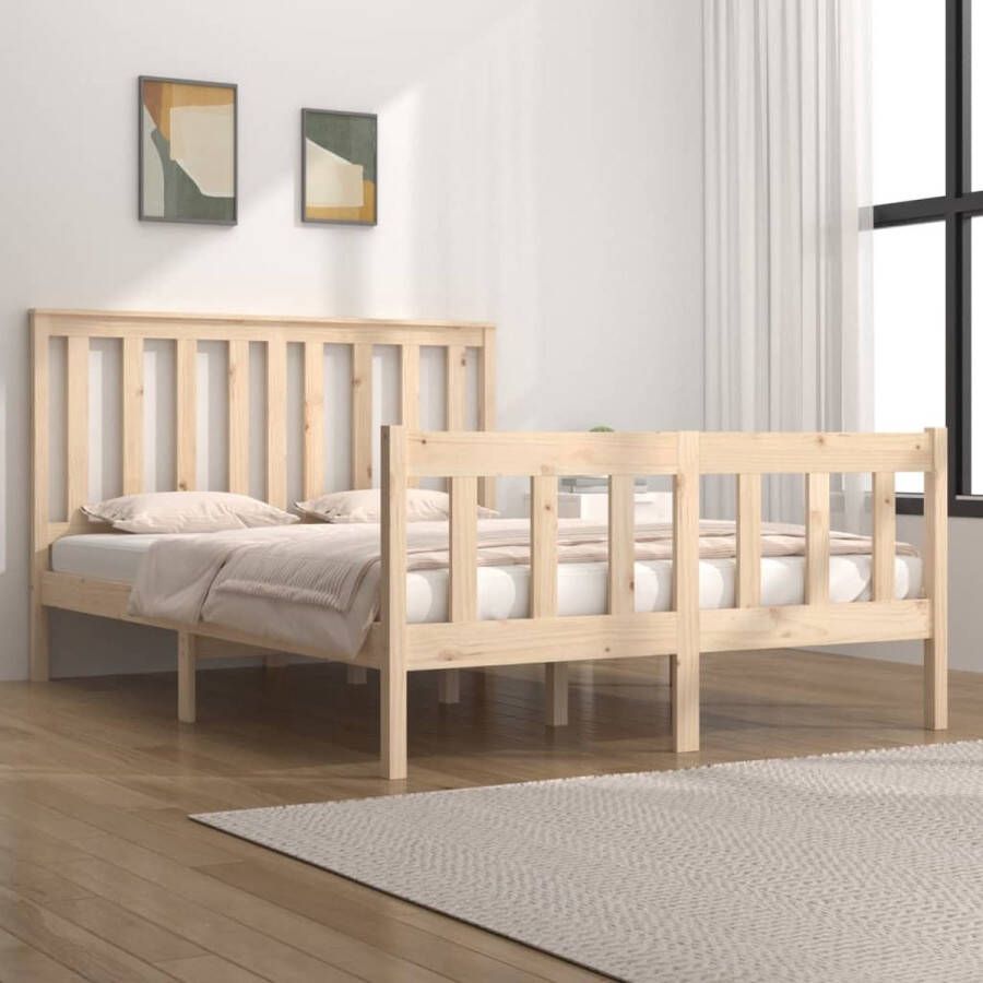 VidaXL -Bedframe-massief-grenenhout-140x190-cm
