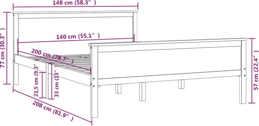 VidaXL -Bedframe-massief-grenenhout-140x200-cm - Foto 3