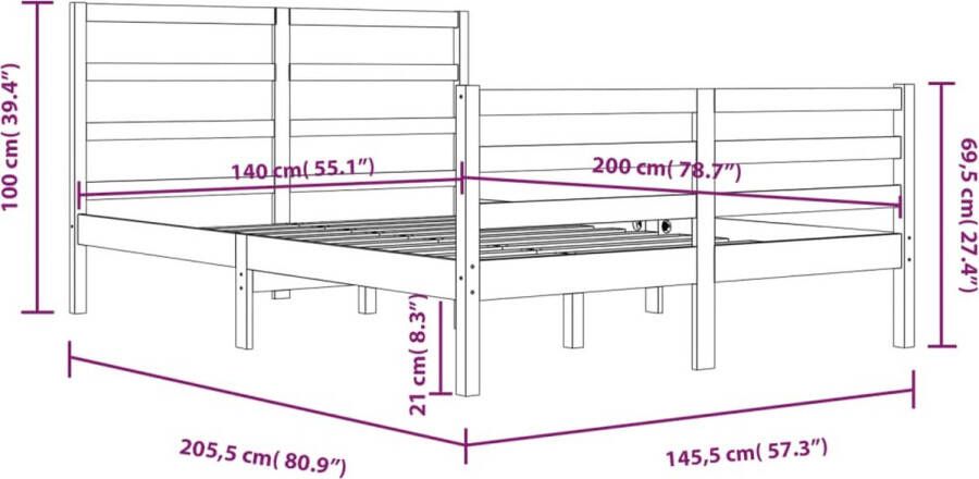 VidaXL -Bedframe-massief-grenenhout-140x200-cm - Foto 4