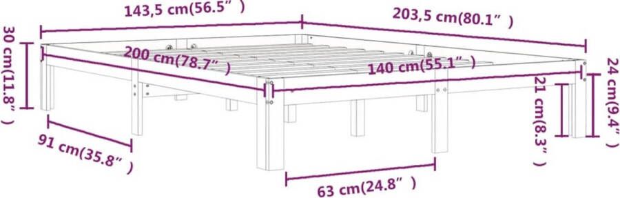 VidaXL -Bedframe-massief-grenenhout-140x200-cm