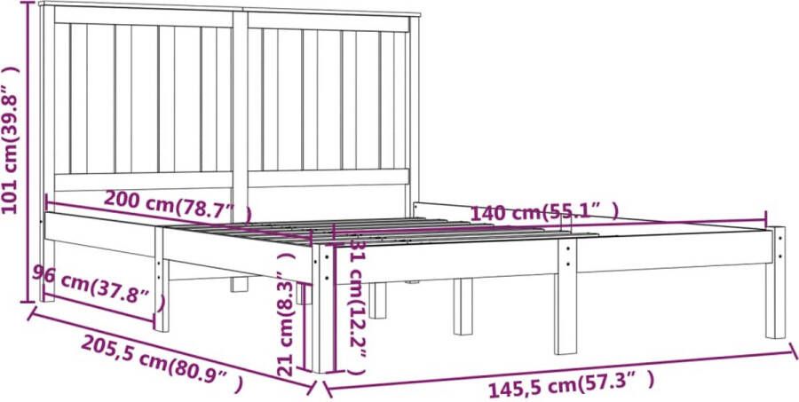 VidaXL -Bedframe-massief-grenenhout-140x200-cm - Foto 2