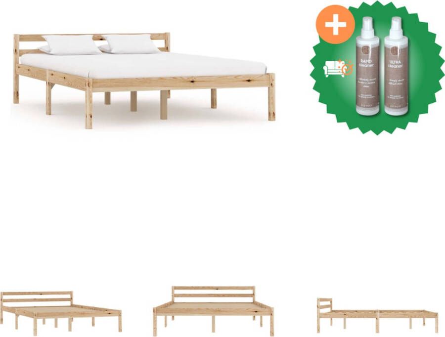 VidaXL Bedframe massief grenenhout 140x200 cm Bed Inclusief Onderhoudsset