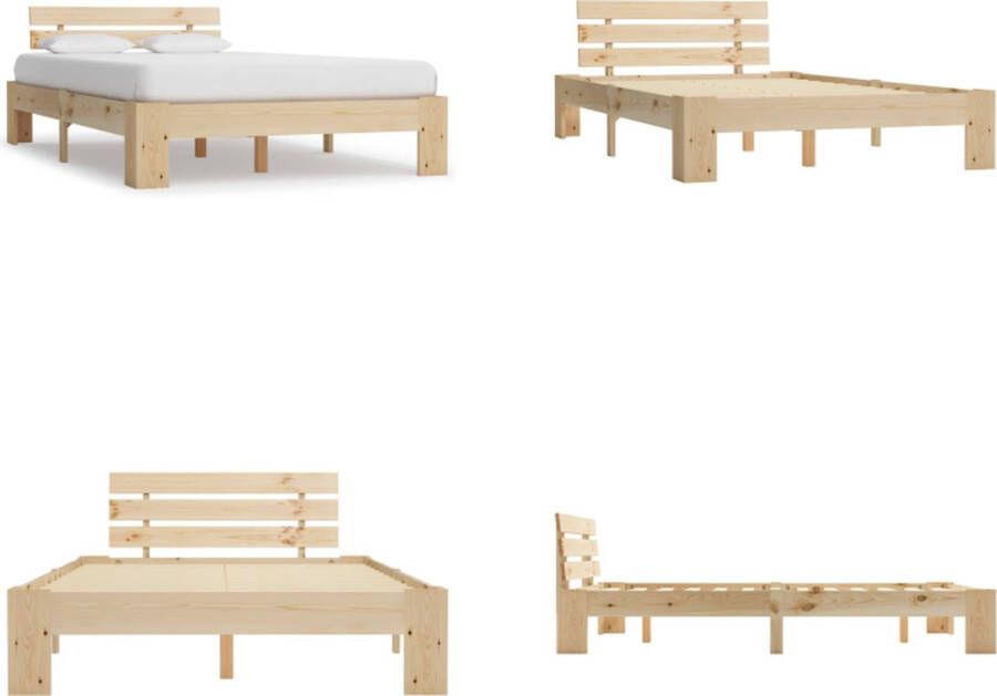 VidaXL Bedframe met hoofdbord massief grenenhout wit 140x200 cm Bedframe Bedframes Bed Frame Bed Frames