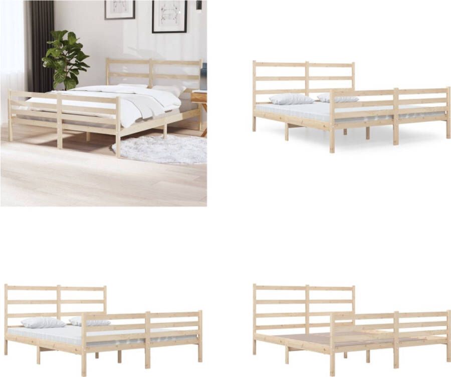 VidaXL Bedframe massief grenenhout 150x200 cm 5FT King Size Bedframe Bedframes Tweepersoonsbed Bed