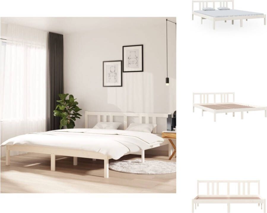 VidaXL Bedframe Massief Grenenhout 160 x 200 cm Rustieke Uitstraling Stabiel en Comfortabel Bed
