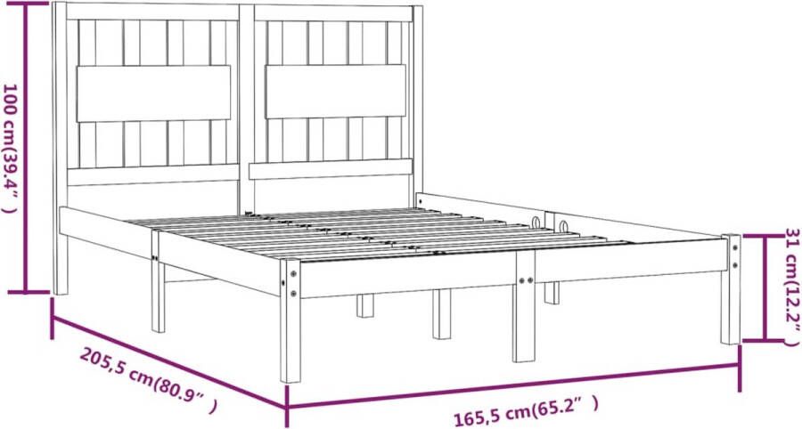 VidaXL Bedframe zonder matras massief grenenhout 160x200 cm - Foto 9