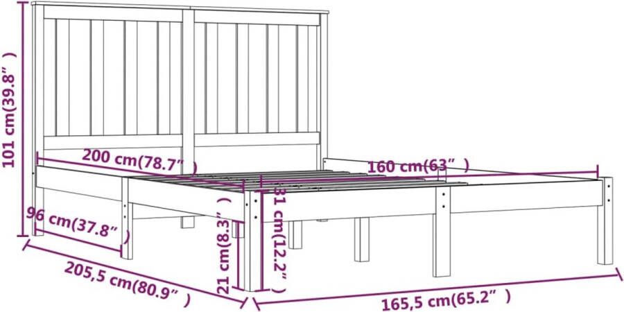 VidaXL -Bedframe-massief-grenenhout-160x200-cm - Foto 2
