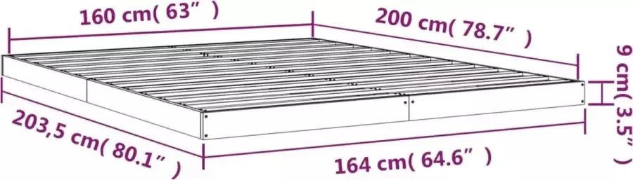 VidaXL -Bedframe-massief-grenenhout-160x200-cm - Foto 2