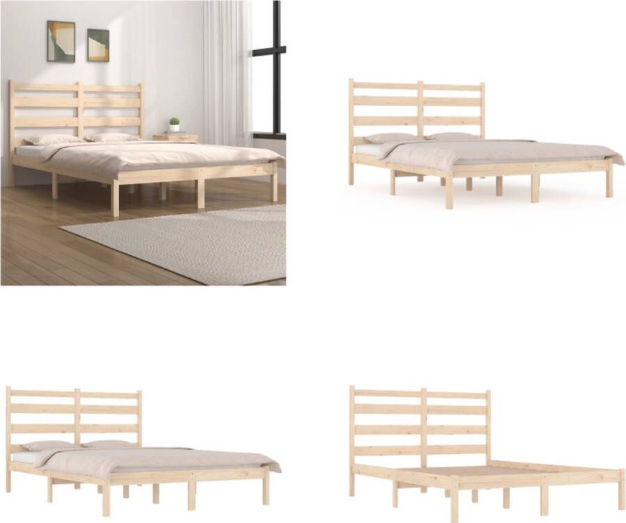 VidaXL Bedframe zonder matras massief hout 160x200 cm Bedframe Bedframes Tweepersoonsbed Bed