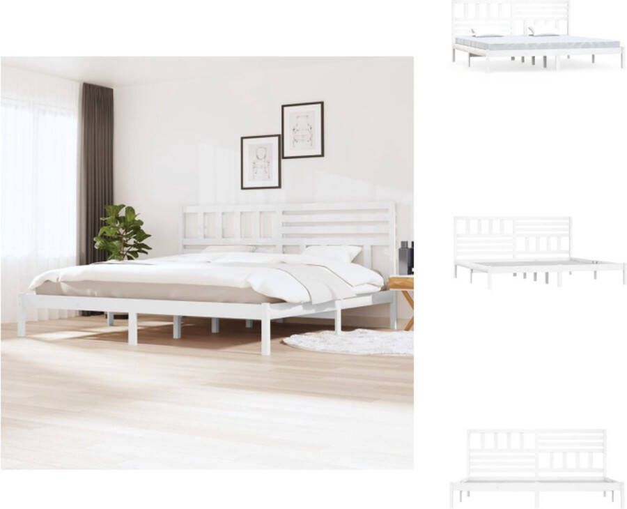 VidaXL Bedframe Bedframes Eenpersoonsbed Bed Bedframe zonder matras massief grenenhout wit 180x200 cm