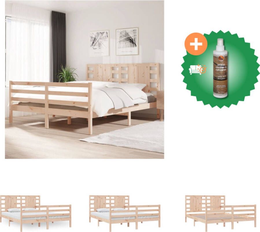 vidaXL Bedframe massief grenenhout 180x200 cm 6FT Super King Bed Inclusief Houtreiniger en verfrisser