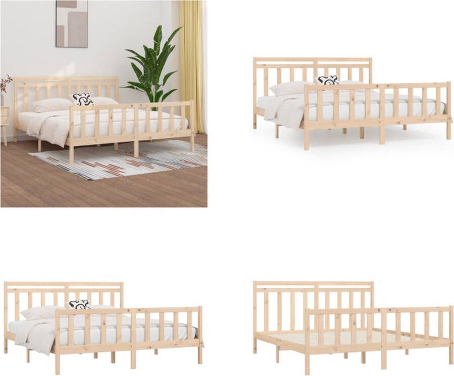 VidaXL Bedframe massief grenenhout 180x200 cm 6FT Super King Bedframe Bedframes Massief Houten Bed Tweepersoonsbed