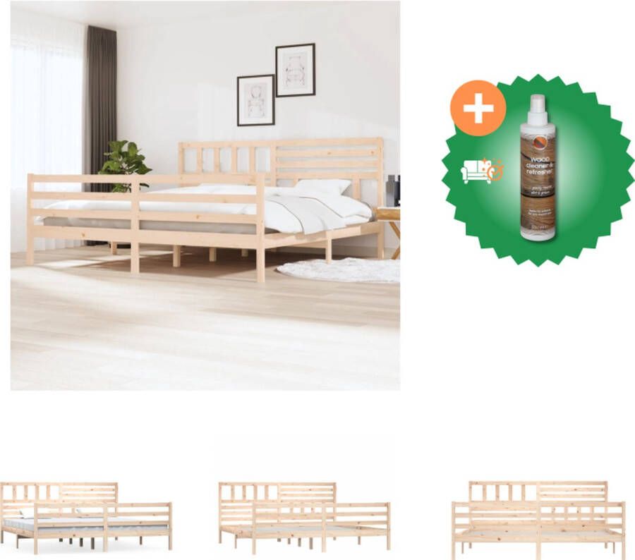 VidaXL Houten bedframe 205.5 x 185.5 x 31 cm massief grenenhout geschikt voor 180 x 200 cm matras Montage vereist Bed Inclusief Houtreiniger en verfrisser - Foto 6