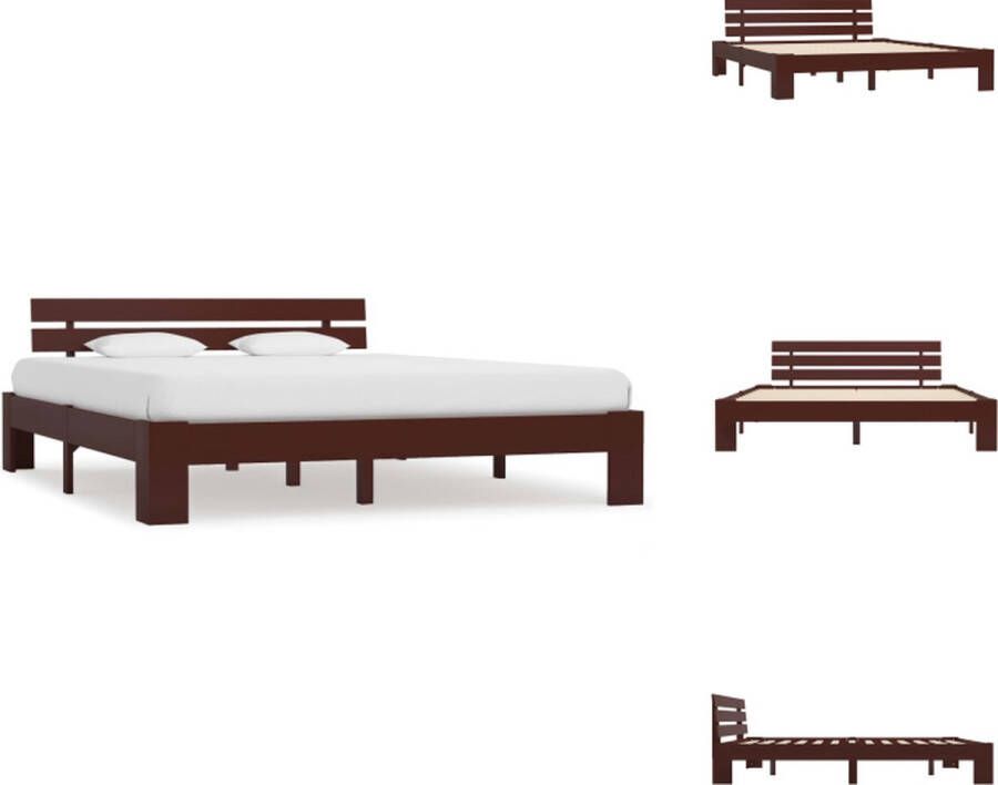 VidaXL Bedframe Bedframes Bed Frame Bed Frames Bedframe massief grenenhout donkerbruin 180x200 cm - Foto 4