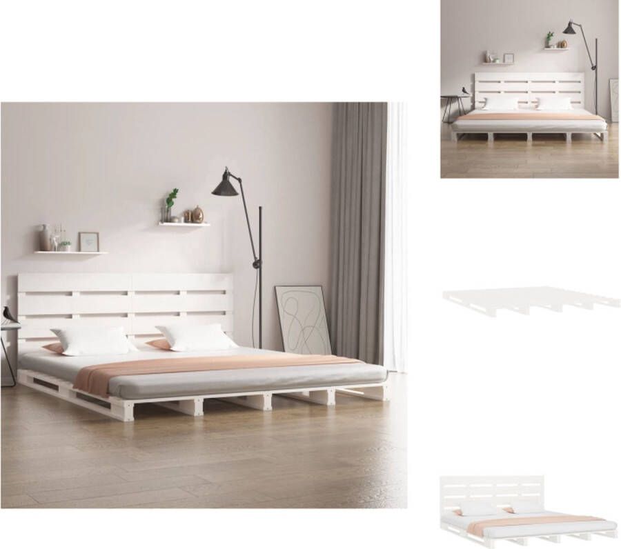 vidaXL Bedframe Massief Grenenhout 190 x 140 x 80 cm Wit Bed