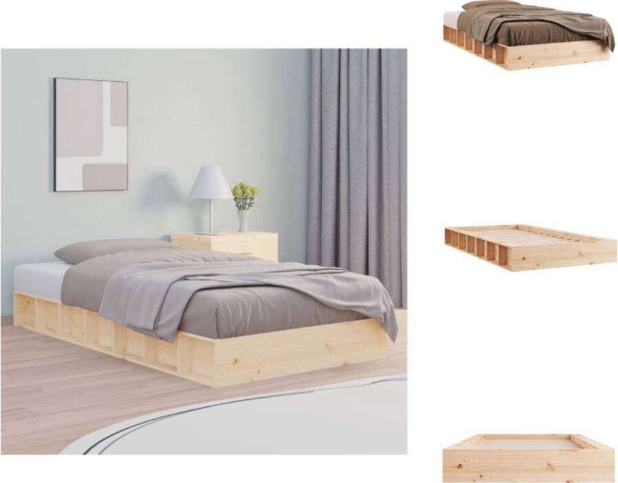 vidaXL Bedframe Massief Grenenhout 192.5 x 93 x 21 cm Ruimtebesparend Ontwerp Bed