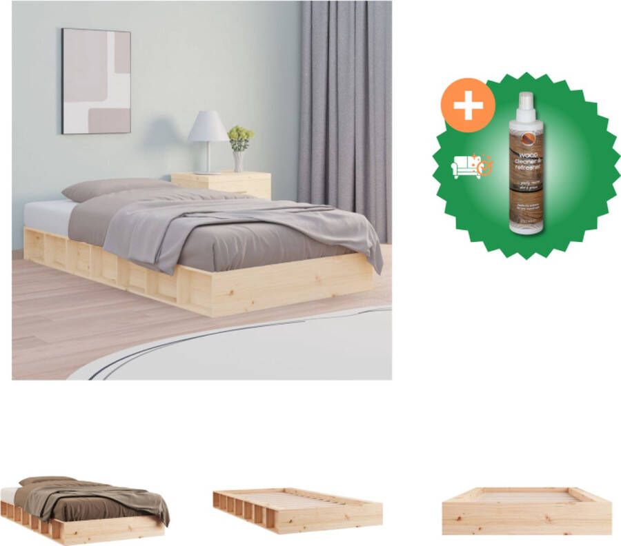 VidaXL Houten Bedframe Grenenhout Eenpersoons 195.5 x 81 x 104 cm Stabiel en Stijlvol Geschikt voor 75 x 190 cm Matras Montage vereist Inclusief Hoofdeind en Voeteneind Bed Inclusief Houtreiniger en verfrisser - Foto 9