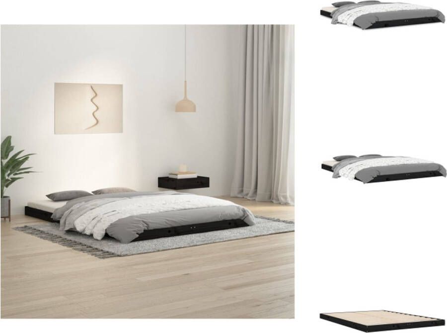 VidaXL Bedframe Massief Grenenhout 193.5 x 139 x 9 cm Zwart Bed