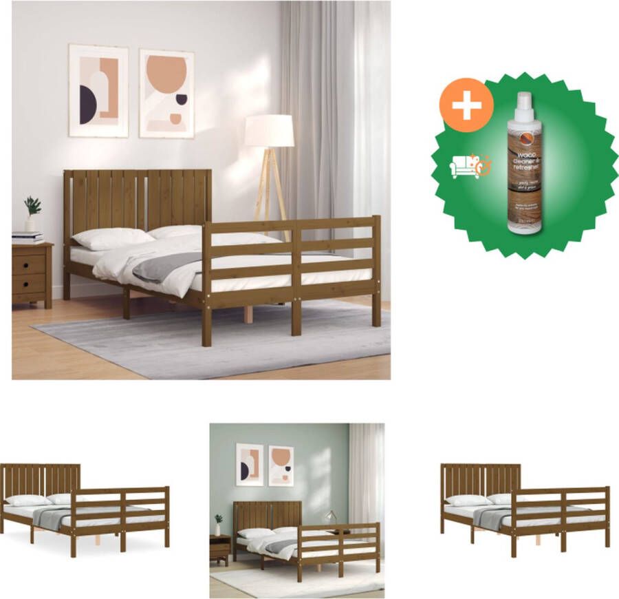 VidaXL Bedframe Massief Grenenhout 195.5 x 125.5 x 100 cm Honingbruin Bed Inclusief Houtreiniger en verfrisser