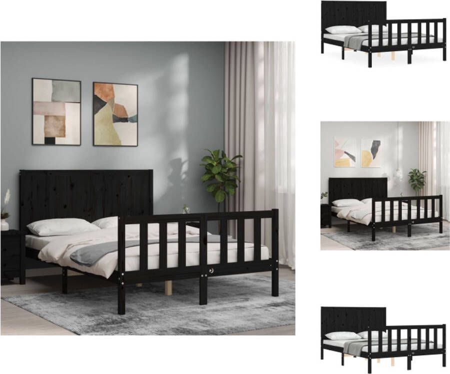 VidaXL Bedframe Massief Grenenhout 195.5 x 125.5 x 100 cm Zwarte kleur Bed - Foto 1